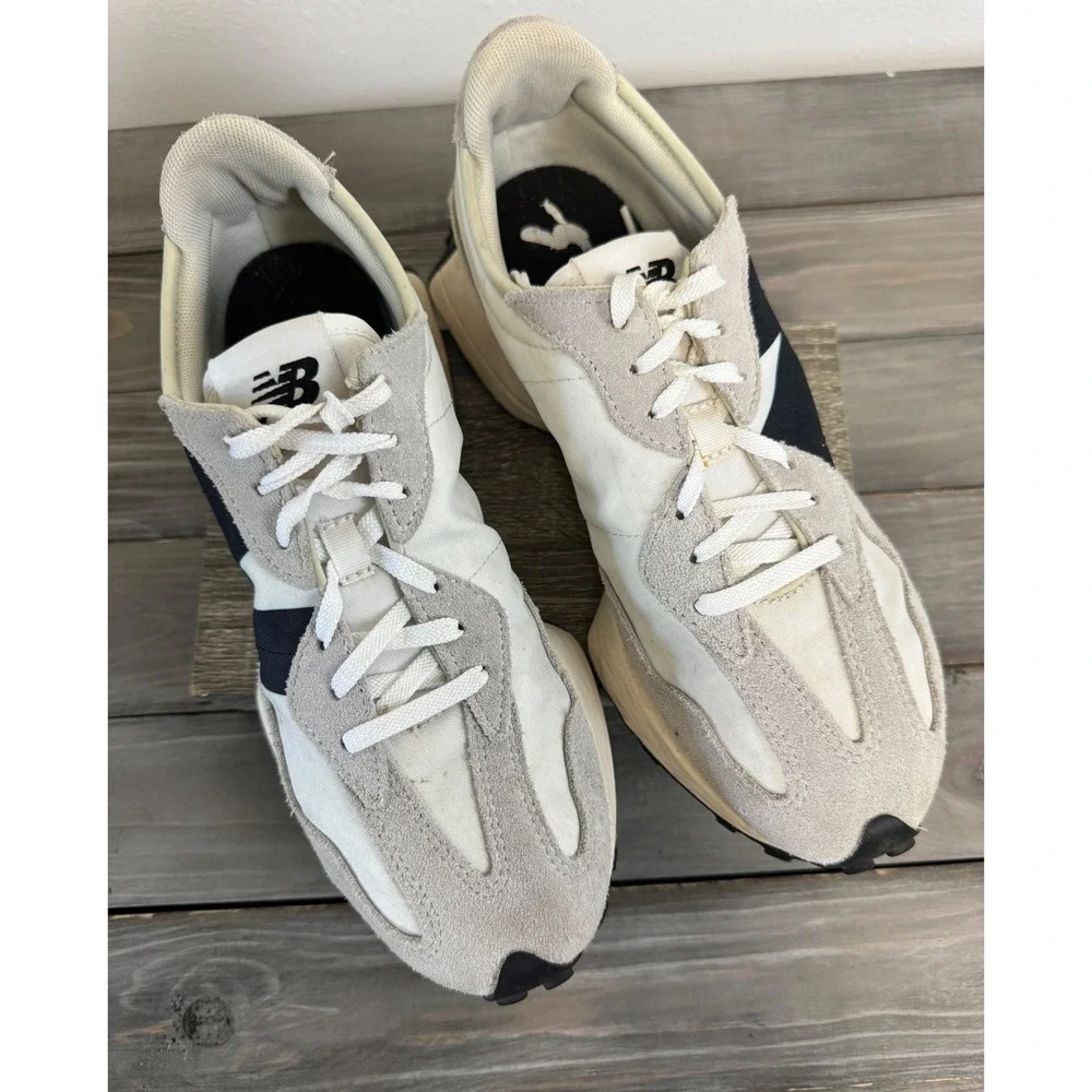 New Balance 327 Sea Salt Black Suede Lifestyle Sneakers Womens Low Top Shoes